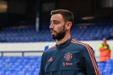 Manchester United 'dan Bruno Fernandes 9 Ekim 202' de Goodison Park, Liverpool 'da oynanan Premier League maçından önce Goodison Park' a vardı.