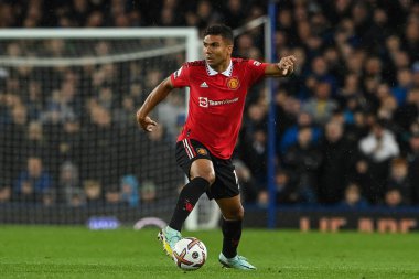 Manchester United 'ın Casemiro # 18' i Premier League maçında Everton Manchester United 'a karşı Goodison Park, Liverpool, İngiltere, 9 Ekim 202