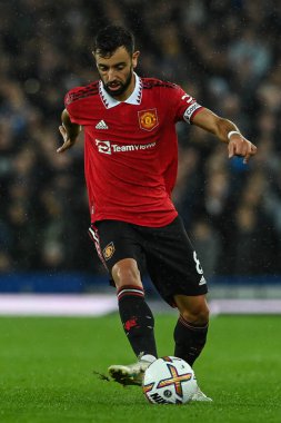 Premier Lig maçında Manchester United 'a karşı Goodison Park, Liverpool, İngiltere, 9 Ekim 202' de oynanan Premier League maçında Bruno Fernandes # 8.