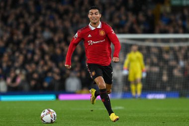 Manchester United 'dan Cristiano Ronaldo, 9 Ekim 202' de Goodison Park, Liverpool 'da oynanan Premier League maçında topu kırdı.