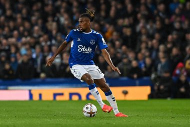 Everton 'dan Alex Iwobi # 17 Premier League maçında Everton, Manchester United' a karşı Goodison Park, Liverpool, İngiltere, 9 Ekim 202