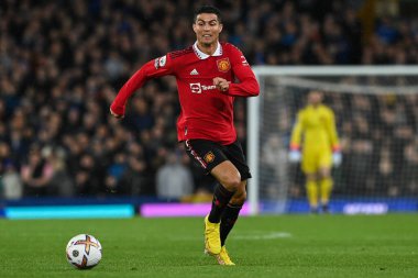Manchester United 'dan Cristiano Ronaldo, 9 Ekim 202' de Goodison Park, Liverpool 'da oynanan Premier League maçında topu kırdı.