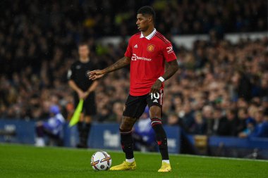 Manchester United 'dan Marcus Rashford # 10 Premier League maçında Everton - Manchester United Goodison Park, Liverpool, İngiltere, 9 Ekim 202