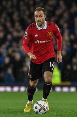 Manchester United takımından Christian Eriksen, 9 Ekim 202 'de Goodison Park, Liverpool' da oynanan Premier League maçında Manchester United 'a karşı oynamıştır.