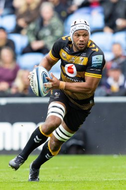 Wasps Rugby 'den Nizaam Carr Gallagher Premiership maçı sırasında Coventry Building Society Arena' da Wasps Northampton Saints 'e karşı, 9 Ekim 202