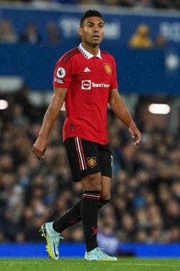 Manchester United 'ın Casemiro # 18' i Premier League maçı sırasında Everton - Manchester United Goodison Park, Liverpool, İngiltere, 9 Ekim 202