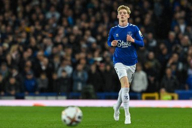 Everton 'dan Anthony Gordon # 10 Premier League maçı sırasında Everton - Manchester United Goodison Park, Liverpool, İngiltere, 9 Ekim 202