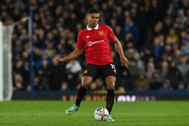 Manchester United 'ın Casemiro # 18' i Premier League maçında Everton Manchester United 'a karşı Goodison Park, Liverpool, İngiltere, 9 Ekim 202