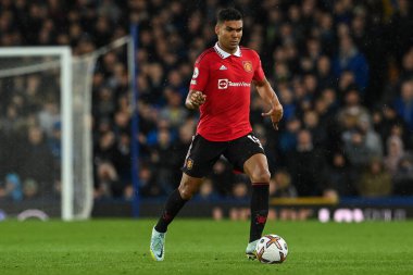 Manchester United 'ın Casemiro # 18' i Premier League maçında Everton Manchester United 'a karşı Goodison Park, Liverpool, İngiltere, 9 Ekim 202