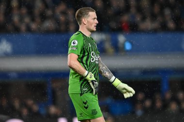 Everton 'dan Jordan Pickford # 1 Premier League maçı sırasında Everton - Manchester United Goodison Park, Liverpool, İngiltere, 9 Ekim 202