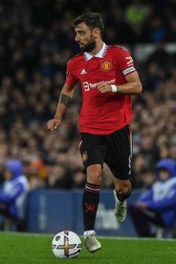 Manchester United Premier Lig maçında Bruno Fernandes # 8. Everton Manchester United 'a karşı Goodison Park, Liverpool, İngiltere, 9 Ekim 202