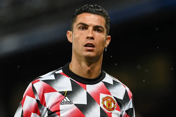 Cristiano Ronaldo # 7 Manchester United Premier League maçı öncesinde Goodison Park, Liverpool, İngiltere 'de oynanan Everton-Manchester United maçında ısınma turunda