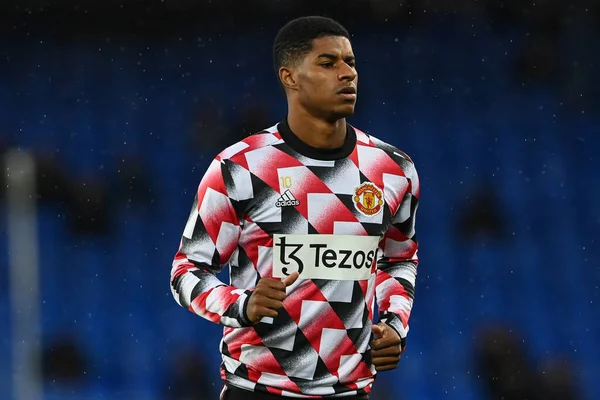 Marcus Rashford Manchester United Pre Game Uppvärmning Inför Premier League — Stockfoto