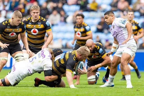 John Ryan Van Wasps Rugby Wordt Aangepakt Door Alex Moon — Stockfoto