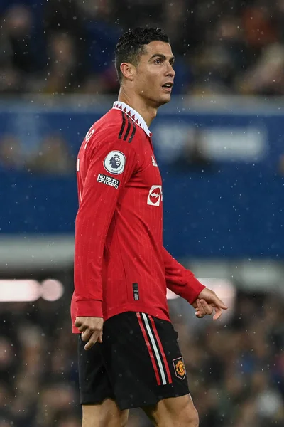 Cristiano Ronaldo Manchesteru United Podczas Meczu Premier League Everton Manchester — Zdjęcie stockowe