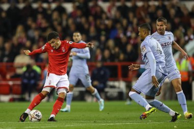 Nottingham Ormanı 'ndan Morgan Gibbs-White # 10 Premier League maçında Nottingham Forest, Aston Villa' ya karşı City Ground, Nottingham, İngiltere 'de 10 Ekim 202' de bir gol atma şansı yakaladı.