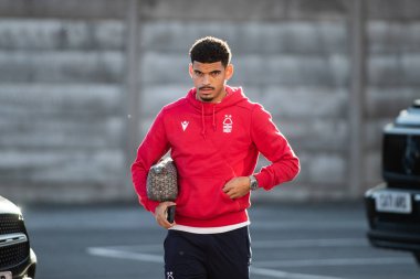 Nottingham Ormanı 'ndan Morgan Gibbs-White # 10 Premier League maçından önce Nottingham Forest, Aston Villa' ya karşı City Ground, Nottingham, İngiltere, 10 Ekim 202