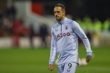 Danny Ings # 9 Aston Villa Premier Lig karşılaşması öncesi ısınma sırasında Nottingham Forest, Aston Villa 'ya karşı City Ground, Nottingham, İngiltere, 10 Ekim 202