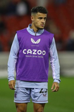 Aston Villa 'dan Philippe Coutinho # 23 Premier Lig maçından önceki hazırlık maçında Nottingham Forest, Aston Villa' ya karşı City Ground, Nottingham, İngiltere, 10 Ekim 202