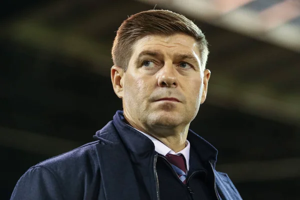 Steven Gerrard Manager Της Aston Villa Κατά Διάρκεια Του Αγώνα — Φωτογραφία Αρχείου