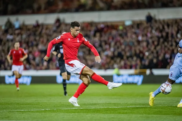 Brennan Johnson Nottingham Forest Gólra Premier League Mérkőzés Alatt Nottingham — Stock Fotó