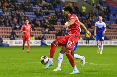 Blackburn Rovers 'dan Ben Brereton Daz 11 Ekim 2022' de İngiltere 'nin Wigan Stadyumu' nda oynanan Wigan Atletizm ve Blackburn Rovers maçında gol atarken görülüyor.
