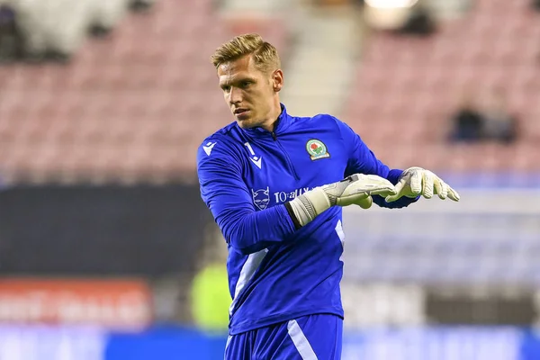 Thomas Kaminski Dei Blackburn Rovers Durante Riscaldamento Pre Partita Vista — Foto Stock