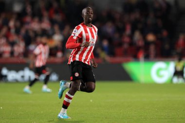 Brentford 'dan Yoane Wissa # 11 Premier League maçı sırasında Brentford - Brighton ve Hove Albion Brentford Community Stadyumu, Londra, Birleşik Krallık, 14 Ekim 202