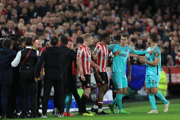 Tempers Flare Dugouts Premier League Match Brentford Brighton Och Hove — Stockfoto