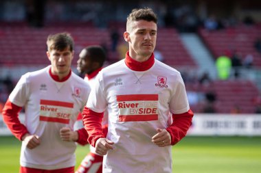 Middlesbrough 'dan Darragh Lenihan # 26, Middlesbrough, Birleşik Krallık Riverside Stadyumu, Middlesbrough, 15 Ekim 202' de oynanan Sky Bet Şampiyonası karşılaşması öncesinde ısınma öncesi.