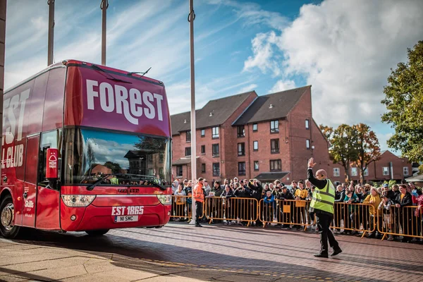 Forest Team Coach Arrives Molineux Premier League Match Wolverhampton Wanderers — Stock Photo, Image