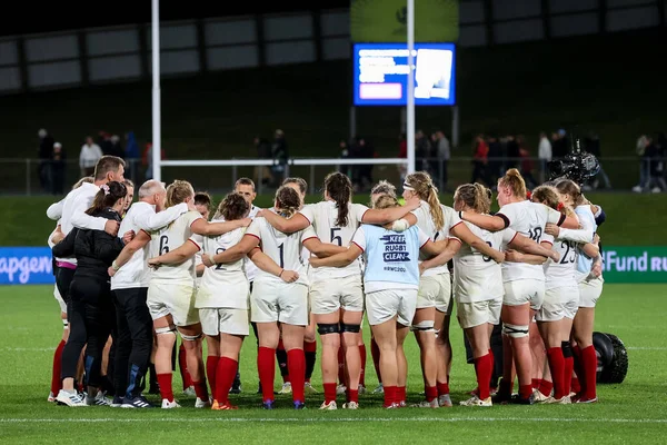 stock image England team in circle during the Women's Rugby World Cup match France vs England Women at Northland Events Centre, Whangarei, New Zealand, 15th October 202