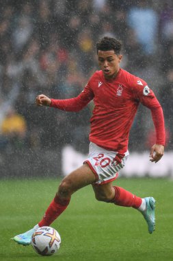 Nottingham Ormanı 'ndan Brennan Johnson # 20 Premier League maçı sırasında Wolverhampton Wanderers Nottingham Ormanına karşı Molineux, Wolverhampton, İngiltere, 15 Ekim 202