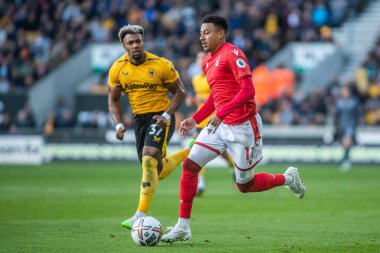 Nottingham Ormanı 'ndan Jesse Lingard Premier League maçı sırasında Molineux, Wolverhampton, Birleşik Krallık' ta Wolverhampton Wanderers - Nottingham Ormanı maçında öne çıkıyor.