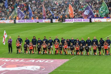 İngiltere, Rugby Ligi Dünya Kupası 2021 karşılaşmasında İngiltere ile Samoa arasında St. James 's Park, Newcastle, İngiltere, 15 Ekim 202