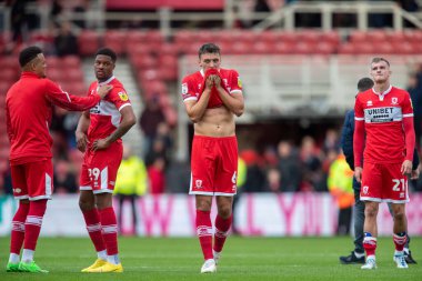 Middlesbrough Sky Bet Şampiyonası 'nda Middlesbrough' a karşı Blackburn Rovers 'ın oynadığı Riverside Stadyumu, Middlesbrough, İngiltere' de 15 Ekim 202 'de oynanan maçın ardından üzgün bir Dael Fry # 6.