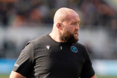  Bath Rugby 'nin Tom Dunn # 2' si Gallagher Premiership maçından önce ısınıyor Saracens - Bath Rugby StoneX Stadyumu, Londra, İngiltere, 15 Ekim 202