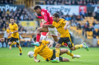 Nottingham Ormanı 'ndan Brennan Johnson # 20 Premier League maçı sırasında Molineux, Wolverhampton, Birleşik Krallık' ta Wolverhampton Wanderers - Nottingham Forest maçını pas geçti.
