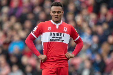 Middlesbrough 'dan Rodrigo Muniz # 9 numara Middlesbrough, Middlesbrough - Blackburn Rovers maçı sırasında Riverside Stadyumu, Middlesbrough, İngiltere, 15 Ekim 202