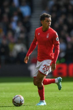 Nottingham Ormanı 'ndan Brennan Johnson # 20 Premier League maçı sırasında Wolverhampton Wanderers Nottingham Ormanına karşı Molineux, Wolverhampton, İngiltere, 15 Ekim 202