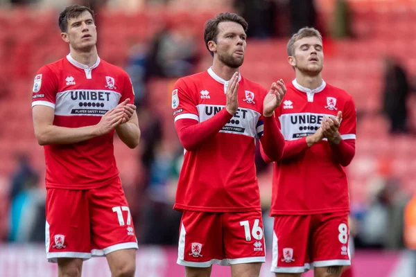 Jonathan Howson Van Middlesbrough Klapt Zijn Handen Applaudisseert Supporters Full — Stockfoto