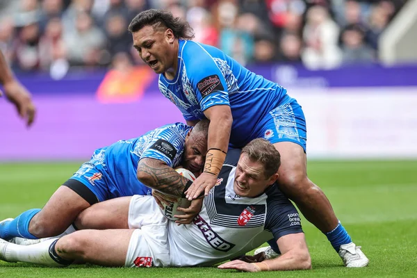 Tom Burgess Inghilterra Viene Affrontato Durante Coppa Del Mondo Rugby — Foto Stock