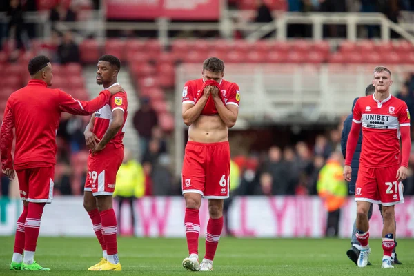 Ένα Απογοητευμένο Dael Fry Του Middlesbrough Μετά Παιχνίδι Sky Bet — Φωτογραφία Αρχείου