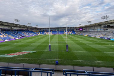 Halliwell Jones Stadyumu 'nun genel görünümü, bugünkü Rugby Ligi Dünya Kupası 2021 maçı için Halliwell Jones Stadyumu, Warrington, İngiltere, 16 Ekim 202