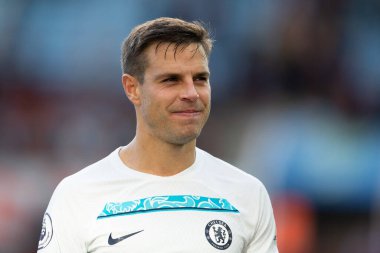Chelsea 'den Cesar Azpilicueta # 28 Premier Lig karşılaşmasında Aston Villa Chelsea' ye karşı Villa Park, Birmingham, Birleşik Krallık, 16 Ekim 202