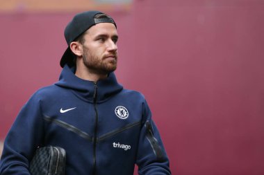 Chelsea 'den Ben Chilwell # 21 Premier Lig maçı sırasında Birmingham, İngiltere' de 16 Ekim 202 'de Villa Park' ta Aston Villa ile Chelsea karşılaşacak.