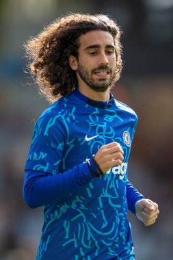 Chelsea 'den Marc Cucurella # 32 Premier Lig maçında ısınıyor. Aston Villa Chelsea' ye karşı Villa Park, Birmingham, İngiltere, 16 Ekim 202