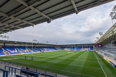Halliwell Jones Stadyumu 'nun genel görünümü, bugünkü Rugby Ligi Dünya Kupası 2021 maçı için Halliwell Jones Stadyumu, Warrington, İngiltere, 16 Ekim 202
