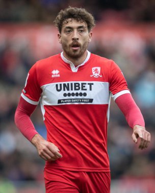 Middlesbrough 'dan Matt Crooks # 25 Sky Bet Şampiyonası maçı sırasında Middlesbrough - Blackburn Rovers - Riverside Stadyumu, Middlesbrough, Birleşik Krallık, 15 Ekim 202