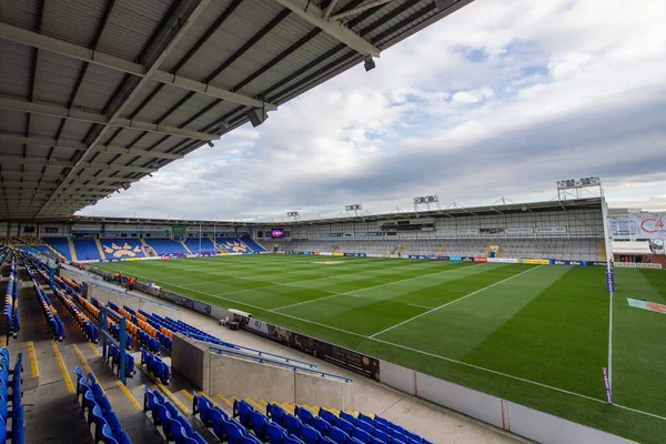Halliwell Jones Stadyumu 'nun genel görünümü, bugünkü Rugby Ligi Dünya Kupası 2021 maçı için Halliwell Jones Stadyumu, Warrington, İngiltere, 16 Ekim 202